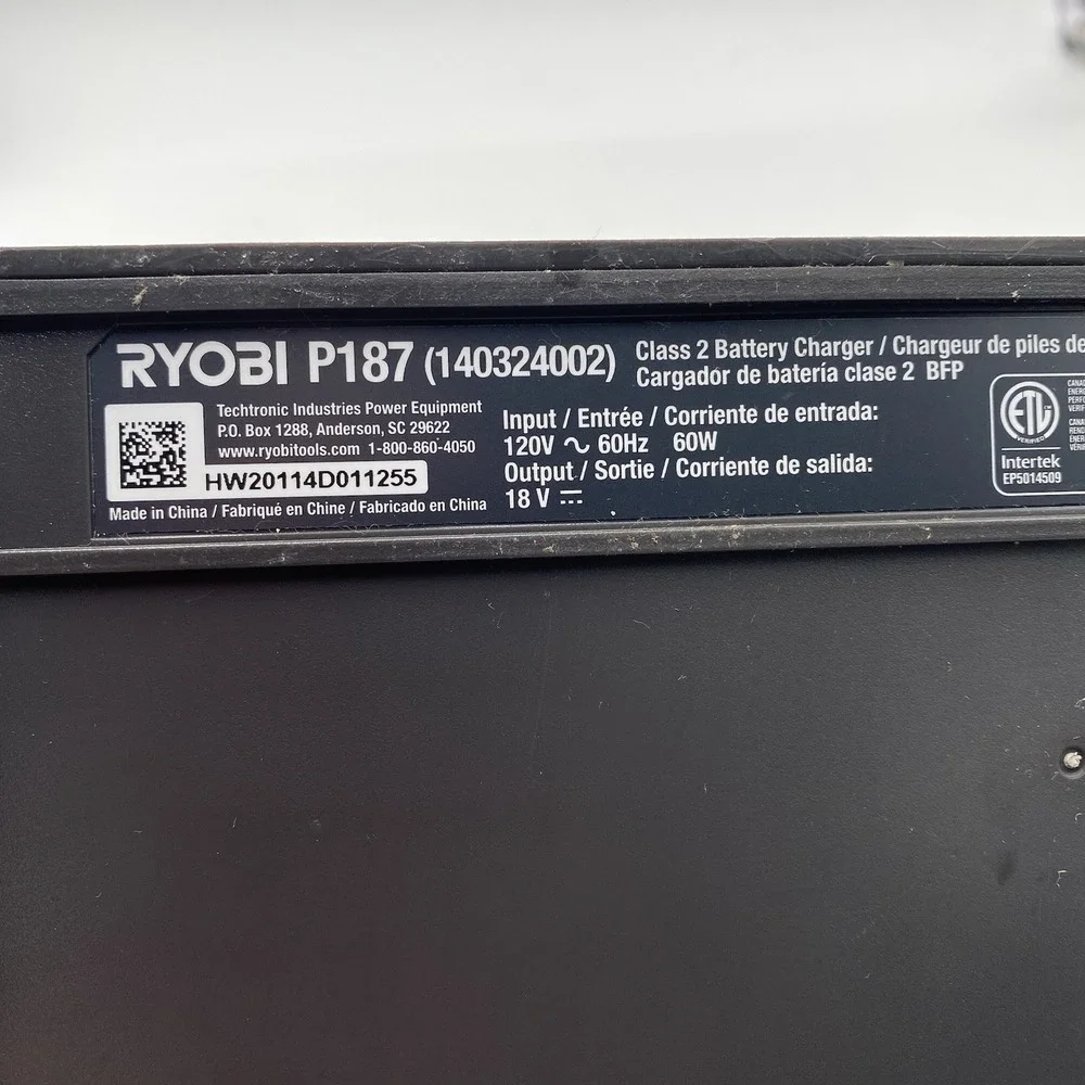 RYOBI P187 EVERCHARGE 2AMP‎ BATTERY CHARGER | Tested & Working